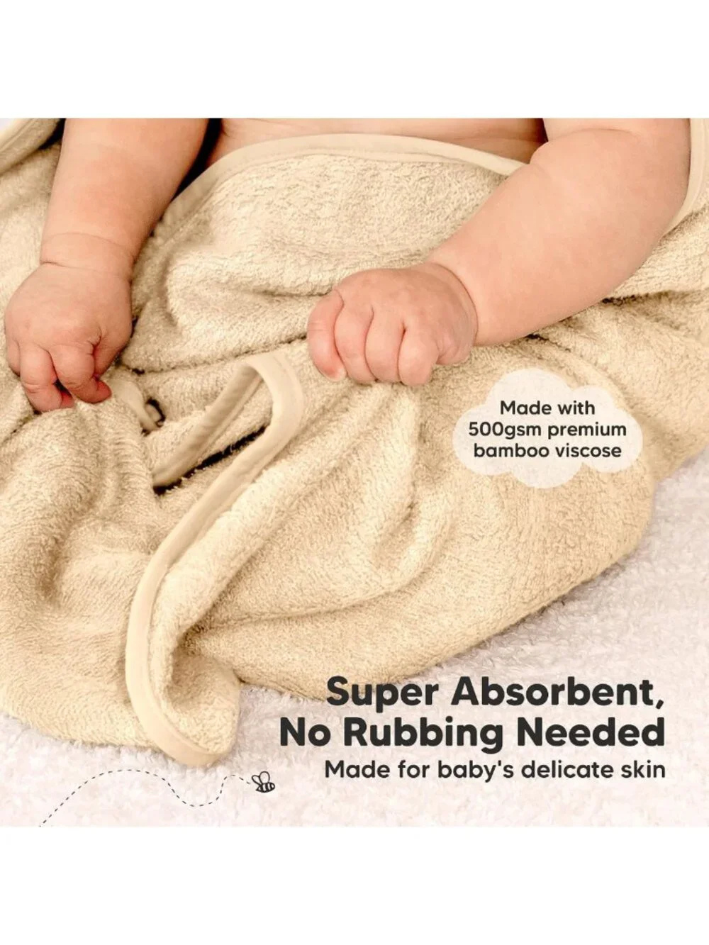 Soft Hooded Baby Towels 2-Pack for Newborns & Kids - Almond Color, 30x30 Inches